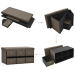 Banc banquette de rangement pliable marron 76 x 38 x 38 cm fau x lin 02_0010734
