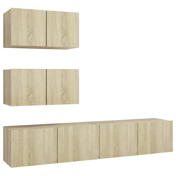 vidaXL Ensemble de meubles TV 4 Pièces Chêne sonoma Bois d'ingénierie