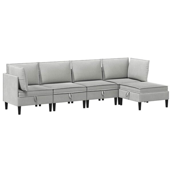 vidaXL Ensemble de meubles pour le salon 5 Pièces Gris clair Tissu
