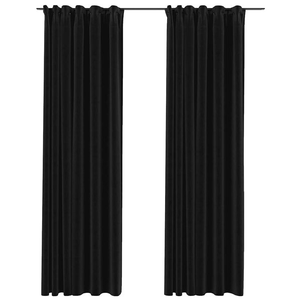 vidaXL Rideaux occultants aspect lin crochet 2Pièces Anthracite 140x245cm