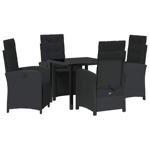 vidaXL Ensemble de salle à manger pour jardin 5 Pièces Noir polyrotin