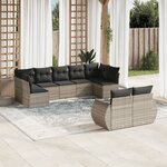 vidaXL Salon de jardin 9 Pièces avec coussins gris clair résine tressée