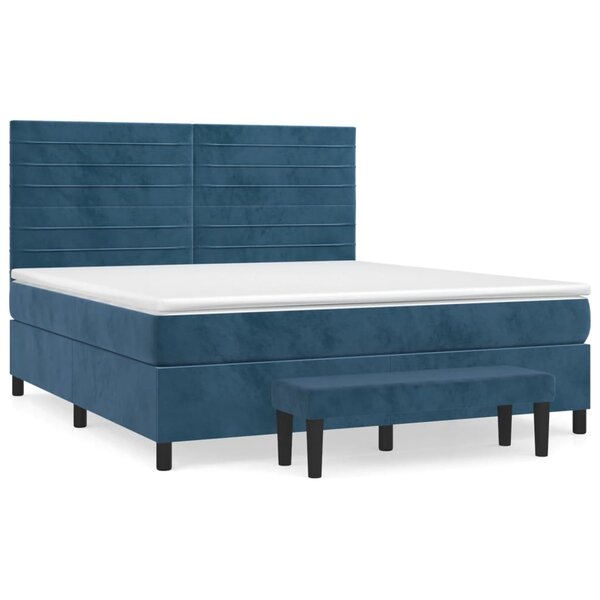 vidaXL Sommier à lattes de lit et matelas Bleu foncé 160x200cm Velours