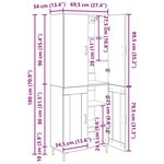 vidaXL Haut Armoire Chêne noir 69 5 x 34 x 180 cm Bois d'ingénierie