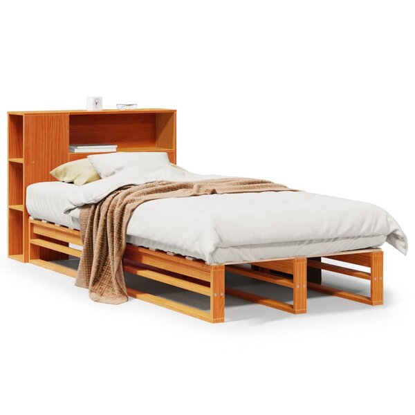 vidaXL Lit bibliothèque sans matelas cire marron 100x200cm bois massif