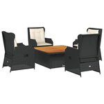 vidaXL Salon de jardin 5 Pièces avec coussins Noir Résine tressée