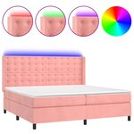 vidaXL Sommier à lattes de lit matelas et LED Rose 200x200 cm Velours