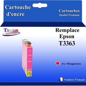 T3AZUR - Cartouche Compatible avec Epson T3363  (33XL) remplace Epson XP530 XP540 XP540 XP630 XP635 XP640 XP645 XP7100 XP830 XP900 - Magenta