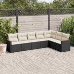 vidaXL Salon de jardin 7 Pièces avec coussins noir résine tressée