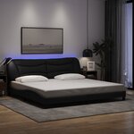 vidaXL Cadre de lit avec LED sans matelas noir 200x200 cm tissu