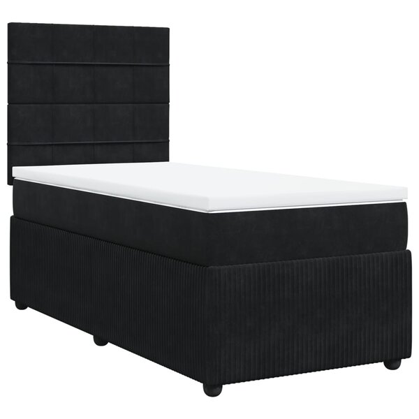 vidaXL Sommier à lattes de lit et matelas Noir 80x200 cm Velours