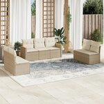 vidaXL Salon de jardin avec coussins 7 Pièces beige résine tressée