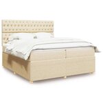 vidaXL Sommier à lattes de lit avec matelas Crème 200x200 cm Tissu