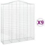 vidaXL Paniers à gabions arqués 9 Pièces 200x50x220/240 cm Fer galvanisé