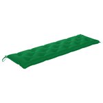 vidaXL Banc de jardin avec coussin vert 175 cm Bois de teck massif