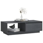 vidaXL Table basse gris 110x50x33 5 cm bois de pin massif