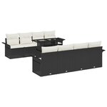 vidaXL Ensemble de canapé de jardin avec coussin 9 Pièces Noir Poly rotin
