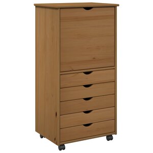 vidaXL Cabinet roulant 53 x 39 x 103 cm Bois de Pin Massif Marron miel