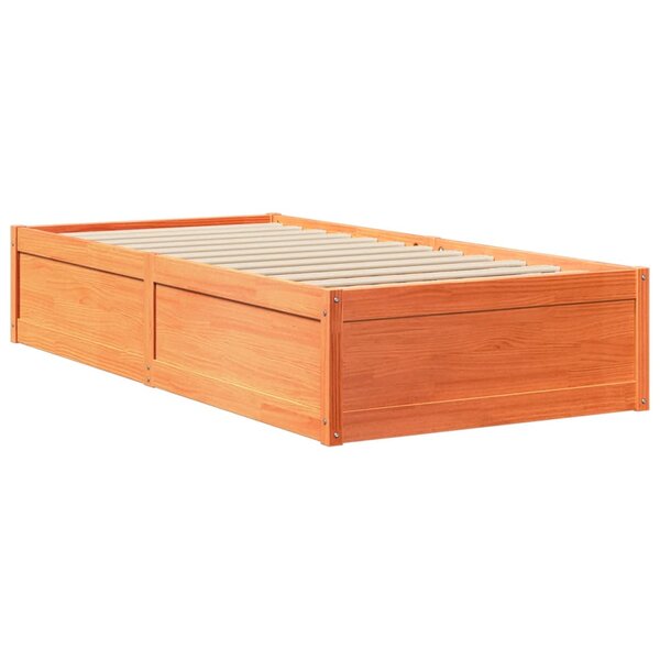 vidaXL Cadre de lit sans matelas cire marron 75x190 cm bois pin massif