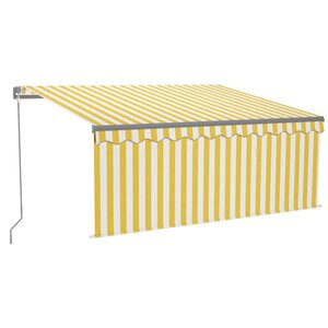 vidaXL Auvent manuel rétractable avec store LED 3x2 5 m Jaune et blanc