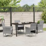 vidaXL Ensemble de Salle à Manger de Jardin 5 Pièces Gris en Rattan Synthétique