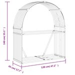 vidaXL Porte-bûches Anthracite 120 x 45 x 140 cm Acier galvanisé