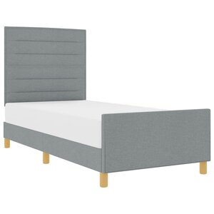 vidaXL Cadre de lit avec tête de lit Gris clair 90 x 200 cm tissu
