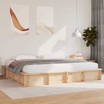 vidaXL Cadre de lit avec stockage Marron 200 x 200 cm Bois de pin