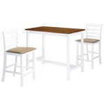 vidaXL Table et chaises de bar 3 Pièces Bois massif Marron et blanc