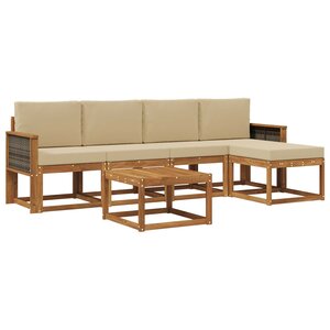 vidaXL Ensemble de canapés d'extérieur 6 pc Naturel et Beige Polyester