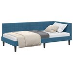 vidaXL Cadre de lit d'angle Bleu 100 x 200 cm Velours
