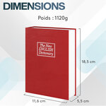 ACROPAQ Coffre Fort Discret à clé Livre- Coffre-fort à clé 116 x 185 x 55 mm simulé en livre- Sécurisez vos objets- Rouge