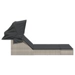 vidaXL Chaise longue double avec auvent et coussins gris clair rotin