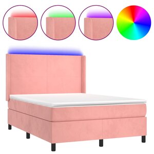 vidaXL Sommier à lattes de lit matelas et LED Rose 140x200 cm Velours