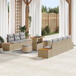 Ensemble de 10 Pièces de Canapés de Jardin avec Coussins Beige Poly Rattan Acacia
