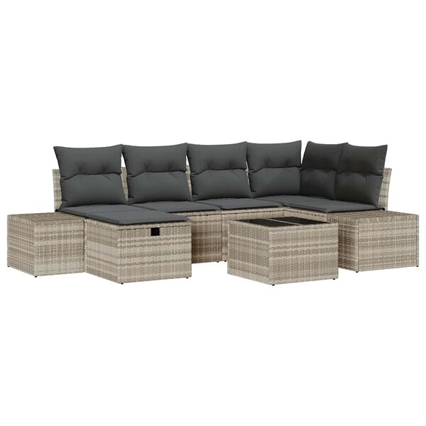 vidaXL Ensemble de canapé de jardin 7 Pièces Gris clair 55 x 62 x 69 cm