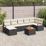 vidaXL Ensemble de canapé de jardin avec coussin 8 Pièces Noir Poly rotin