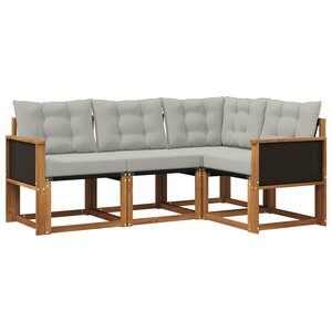 vidaXL Ensemble de canapés d'extérieur 4 pc Naturel et gris clair