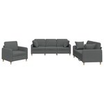 vidaXL Ensemble de canapés 3 Pièces coussins gris foncé tissu