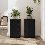 vidaXL Supports de plantes 2 Pièces Chêne noir 30 x 30 x 50 cm en bois d'ingénierie.