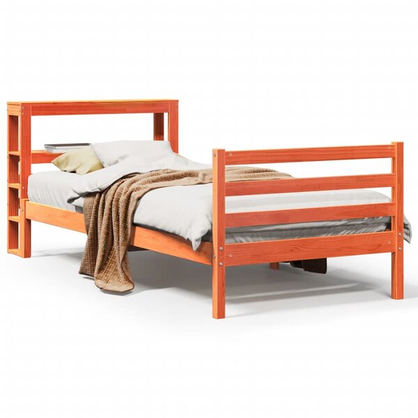 vidaXL Cadre de lit sans matelas cire marron 75x190 cm bois pin massif