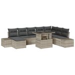 vidaXL Ensemble de salon de jardin 9 pièces avec coussins gris clair en poly rotin