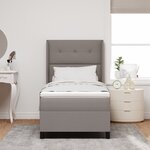 Lit Box Spring vidaXL avec matelas et LED Taupe 100x200 cm Tissu