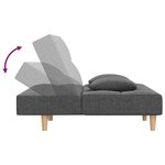 vidaXL Canapé-lit à 2 places avec deux oreillers gris clair tissu