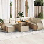 vidaXL Salon de jardin avec coussins 9 Pièces beige résine tressée