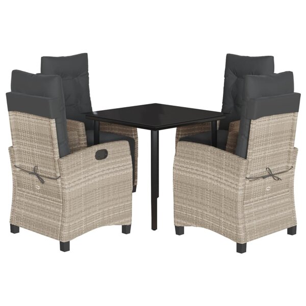 vidaXL Ensemble à manger de jardin et coussins 5 Pièces gris clair rotin