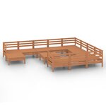 Salon de jardin meuble d'extérieur ensemble de mobilier 12 pièces marron miel bois de pin massif 02_0015713