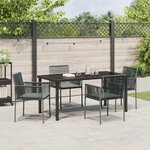 vidaXL Ensemble de salle à manger de jardin 5 pièces avec coussins Noir Rattan Poly