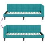 vidaXL Cadre de lit d'angle Turquoise 90 x 200 cm Velours
