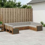 vidaXL Ensemble de canapés d'extérieur 9 Pièces Naturel et gris clair